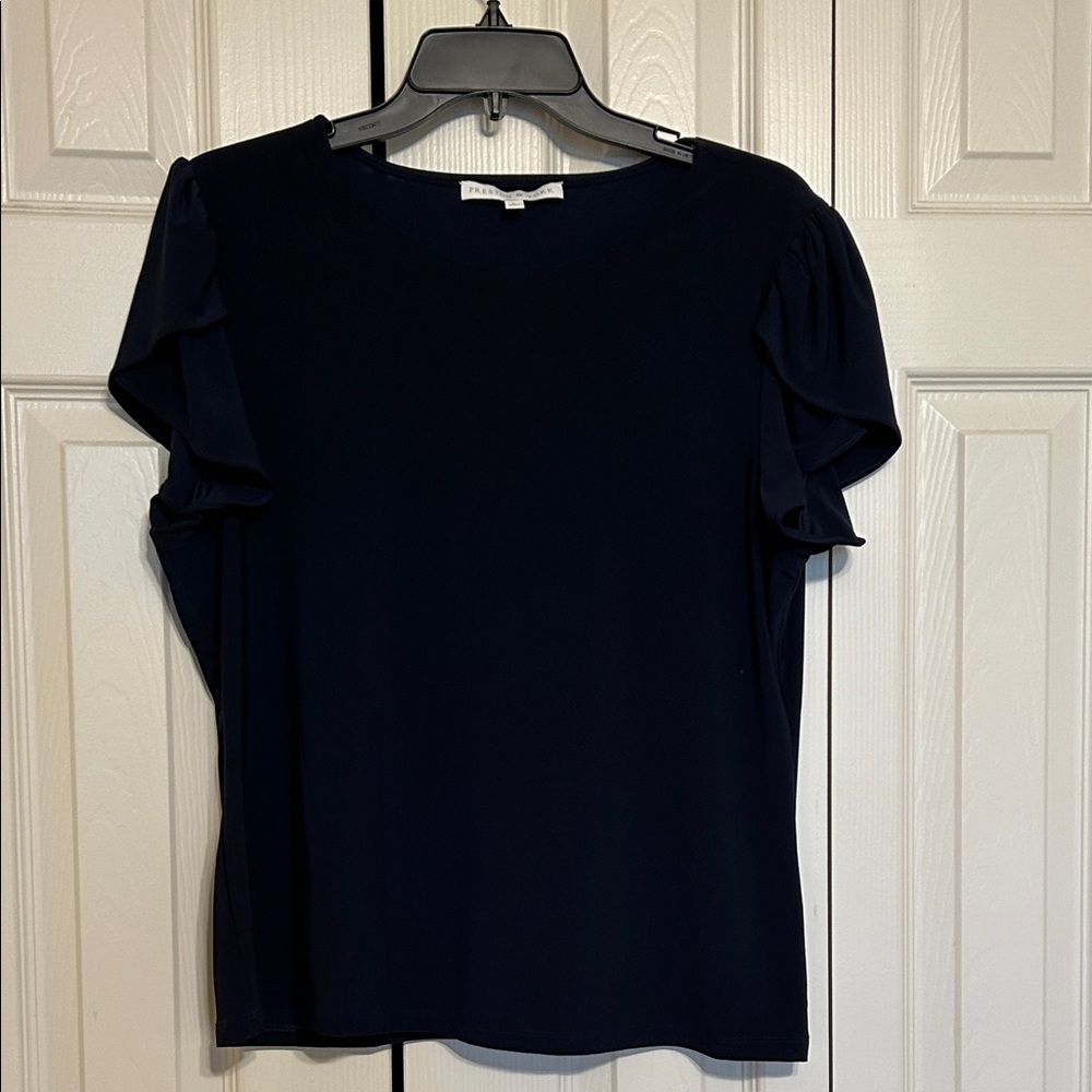 Preston & York Navy Blouse with Tulip Sleeves - Size Large